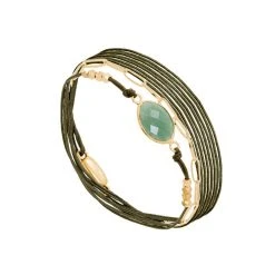 Bracelet Multitours Maillons Et Pierre Facettée (aventurine)