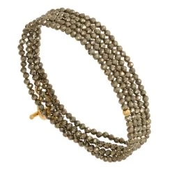 Multi-tours/sautoir Pierres Facettées (pyrite) -Jollia Soldes Magasin bracelet multitours pierre marron