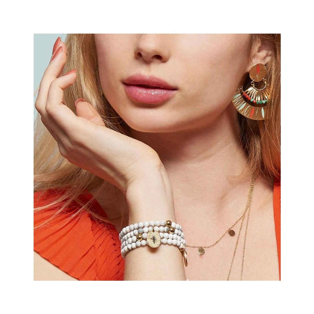 Duo De Bracelets Perles Blanches Et étoile (doré) 4 Duo De Bracelets Perles Blanches Et étoile (doré) – Image 2