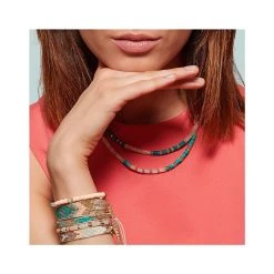 Collier Surfeur Pierres (turquoise/jade Blanc) -Jollia Soldes Magasin bracelet perle coloree pastel