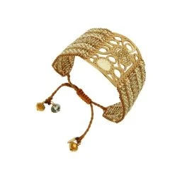 Bracelet Manchette Perles Et Plaque Ajourée