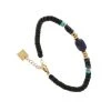 Bracelet Perles Noir Et Bleu (doré) -Jollia Soldes Magasin bracelet perle pierre elastique noir