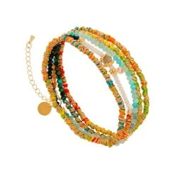 Bracelet Multi-tours Tissé Et Pierres (multicolore)