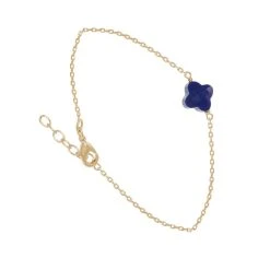 Bracelet Trèfle Bleu électrique (plaqué Or)