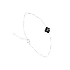 Coffret Bracelet Et Collier Trèfle Noir (argent) -Jollia Soldes Magasin bracelet trefle noir argent 1