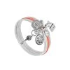 Bracelet Trio Joncs Cuir Framboise (argenté) -Jollia Soldes Magasin bracelet trio jonc grave argent framboise