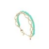 Bracelet Double Chaîne Et Pastilles (turquoise) -Jollia Soldes Magasin bracelet turqoise double or
