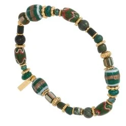 Bracelet élastique Pierre Vintage (vert/rouge)