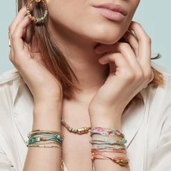 Bracelet Multi-tours Perles Plates (bleu Turquoise) -Jollia Soldes Magasin by garance nouveautes 1 2