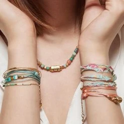 Bracelet Multi-tours Perles Plates (bleu Turquoise) -Jollia Soldes Magasin by garance pastel 1 1