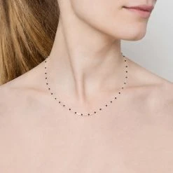 Collier émaillé Noir (argent) -Jollia Soldes Magasin byjollia chaine emaille argent dsc5302