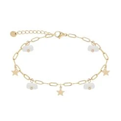 Chaîne De Cheville étoiles Et Pierres (doré)