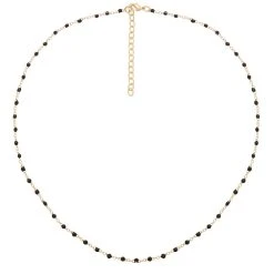 Collier émaillé Perles Noires (plaqué Or) -Jollia Soldes Magasin chaine emaille plaqueor 19734 1