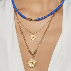Coffret Colliers Pierres Et Médaille étoile (bleu) -Jollia Soldes Magasin coffret collier bleu etoile