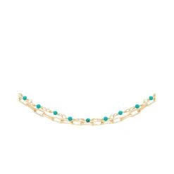 Collier Deux Rangs Maillons Et Pierres Fines (turquoise) -Jollia Soldes Magasin collier 2 rangs turq 2