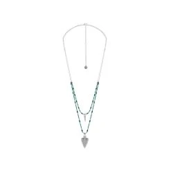 Collier Multirangs Tribu Apache (argenté/bleu) -Jollia Soldes Magasin collier argent bleu perles pic ethnique