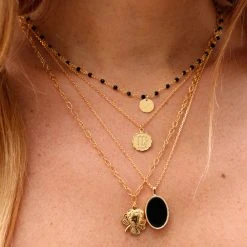 Collier Médaille Astrologique Vierge (doré) -Jollia Soldes Magasin collier astro nilai dore