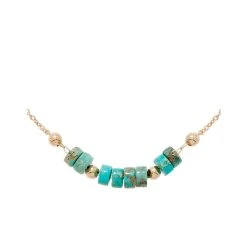 Collier Chaine Et Pierres Jaspe (plaqué Or)