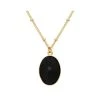 Collier Pierre Ovale Agate Noire (doré) -Jollia Soldes Magasin collier bille pendentif pierre noire 2