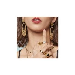 Boucles Longues Ovales Martelées (doré) -Jollia Soldes Magasin collier boucle bague noir