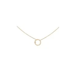 Collier Cercle Torsadé Et Cristal (plaqué Or)