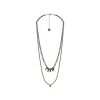 Collier Folk (cuivre/taupe) -Jollia Soldes Magasin collier chaine cuir marron 2