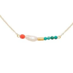 Collier Multi Pierres (amazonite/corail)
