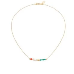 Collier Multi Pierres (amazonite/corail) -Jollia Soldes Magasin collier chaine perles corail turquoise