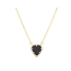 Collier Coeur Et Zircons (onyx Texturé)