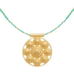 Collier Cordon Tressé Médaille Escargot (doré)