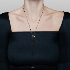 Multi-tours/sautoir Perles Fines (agate Noire) -Jollia Soldes Magasin collier cravate noir