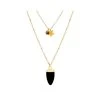 Collier Deux Rangs Dent Noire (doré) -Jollia Soldes Magasin collier dent dore noire 1