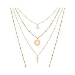 Collier Multirangs Pendentif (doré) -Jollia Soldes Magasin collier dore lune multirangs 1