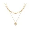 Collier Deux Rangs Maillon Coeur Zircon (doré) -Jollia Soldes Magasin collier dore maillons coeur zag 2