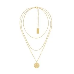 Collier Multirangs Médaille Vierge Marie (plaqué Or) -Jollia Soldes Magasin collier dore medaille vierge marie