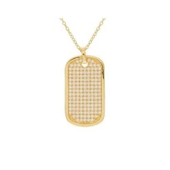 Collier Pendentif Plaque Zircons (doré)