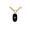 Collier Double Chaînes Maillons Et Pendentif Pierre Ovale (onyx) -Jollia Soldes Magasin collier double chaine maillons pierre eme paris 2