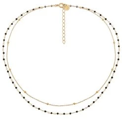 Collier Double Rangs Perles (onyx) -Jollia Soldes Magasin collier double onyx 19915 1 1
