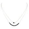 Collier Double Chaines (argenté Et Noir) -Jollia Soldes Magasin collier double perle noir argent
