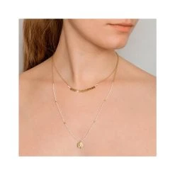 Collier Deux Rangs Perles D'eau Douce Et Médaille (plaqué Or) -Jollia Soldes Magasin collier double perle pampilles