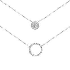 Collier Double Rangs Anneau Zircon (argent)