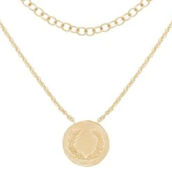 Collier Double Rangs Médaille Laurier (plaqué Or)