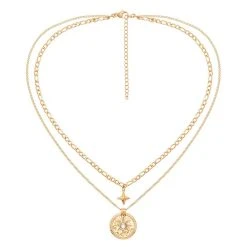 Collier Double Rangs Médaille étoile (doré) -Jollia Soldes Magasin collier double rang etoile 1