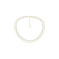 Collier Deux Rangs Maillons Et Pierres Et Fines (onyx)