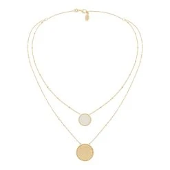 Collier Double Rangs Médaille Martelée (émail Blanc) 5 Collier Double Rangs Médaille Martelée (émail Blanc) -Jollia Soldes Magasin collier double rang medaillon blanc 1