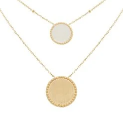 Collier Double Rangs Médailles (émail Blanc)