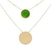 Collier Double Rangs Médailles (émail Vert) -Jollia Soldes Magasin collier double rang medaillon vert