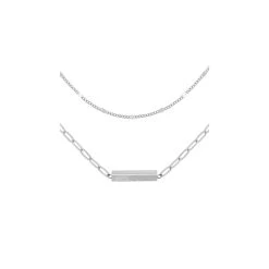 Collier 2 Rangs Maillons Et Talisman (argenté) -Jollia Soldes Magasin collier double rangs maillons talisman 2