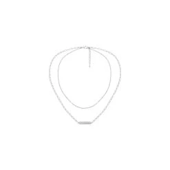 Collier 2 Rangs Maillons Et Talisman (argenté) -Jollia Soldes Magasin collier double rangs maillons talisman