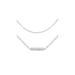 Collier 2 Rangs Maillons Et Talisman (argenté)